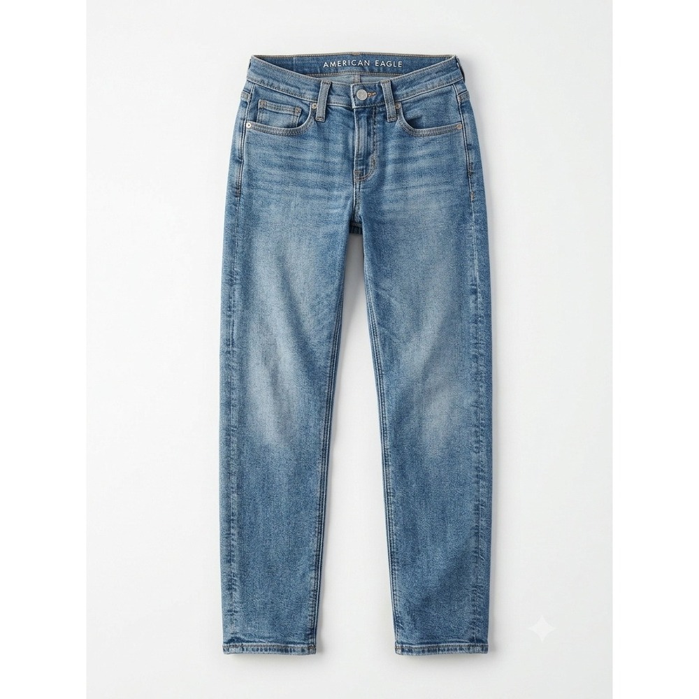 American Eagle 90s Straight Jeans Womens 000 Short Blue Stretch Denim 54485